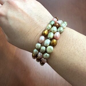 Honora Set of 3 Multicolor Freshwater Pearl Stretch Bracelets